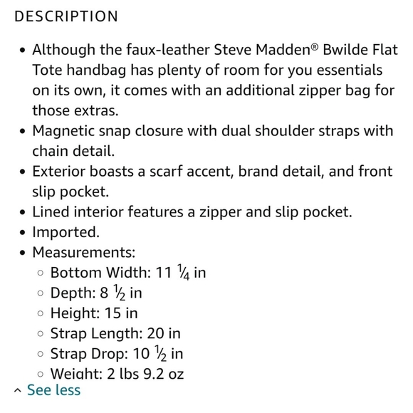 Steve Madden Large Tote - Picture 2 of 9